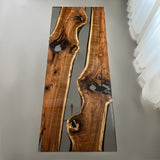 Elite Black Walnut Wood & Transparent Black - Gray Epoxy Resin Dining Table ECT-156