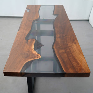 In-Stock Black Walnut Translucent Black Epoxy Resin Table 24" × 60.2"