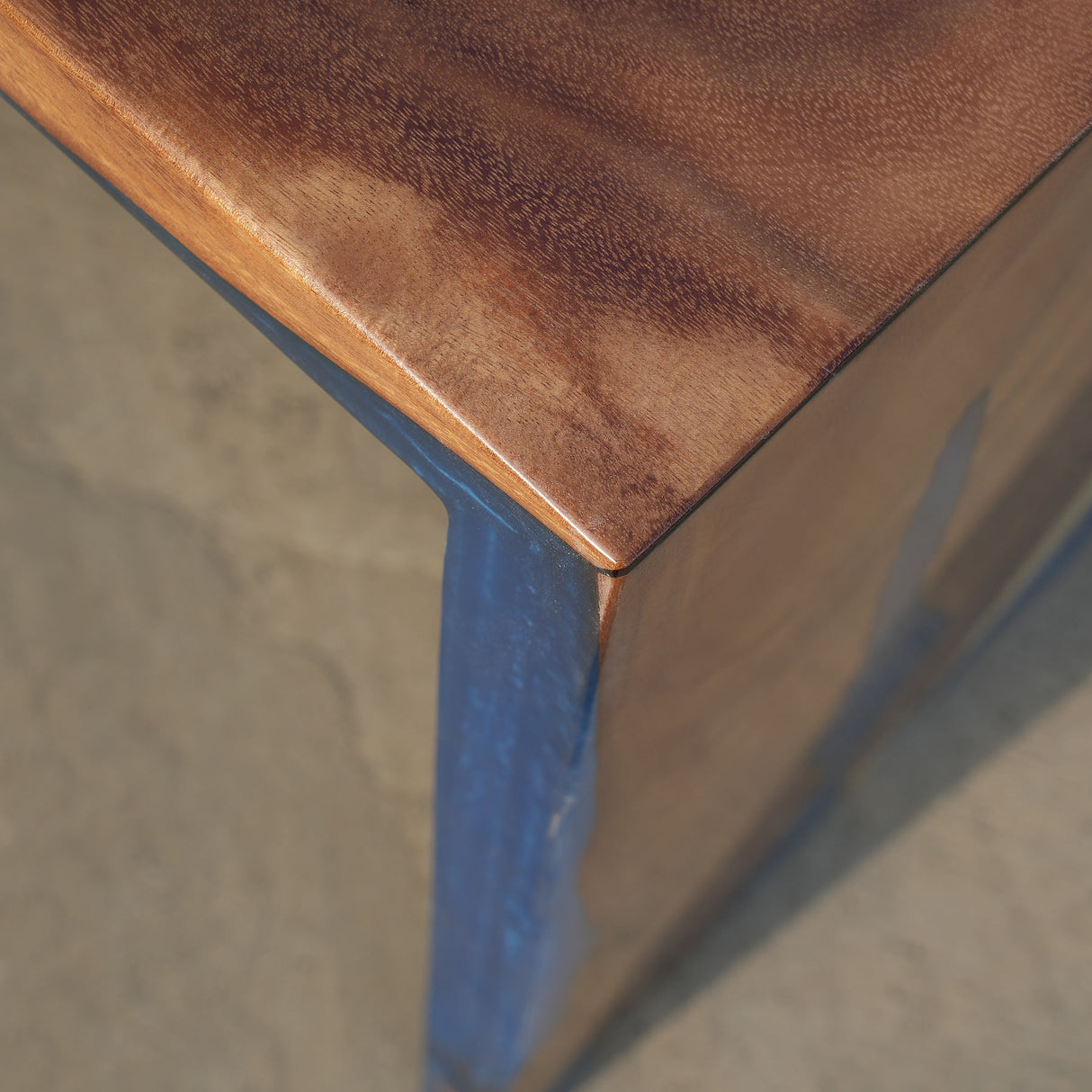 In-Stock Walnut & Pearl Blue Epoxy Resin Reception Desk 60" × 49" × 35"H