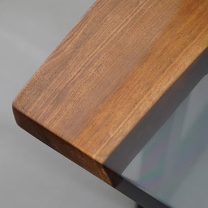 In-Stock Black Walnut Translucent Black Epoxy Resin Table 24" × 60.2"
