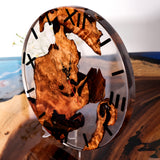 Elite Burl Wood Clear Epoxy Resin Wall Clock - 16''