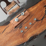 Elite Live - Edge Olive Wood Dining & Office Table with Transparent Black Resin ECT-228