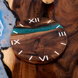 Elite Black Walnut Wood Green Epoxy Resin Wall Clock EWC-06 - 16''