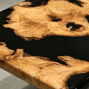 Custom Golden Camphor Black Epoxy Resin Conference Table | ECT-392