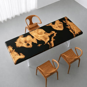 Custom Golden Camphor Black Epoxy Resin Conference Table | ECT-392