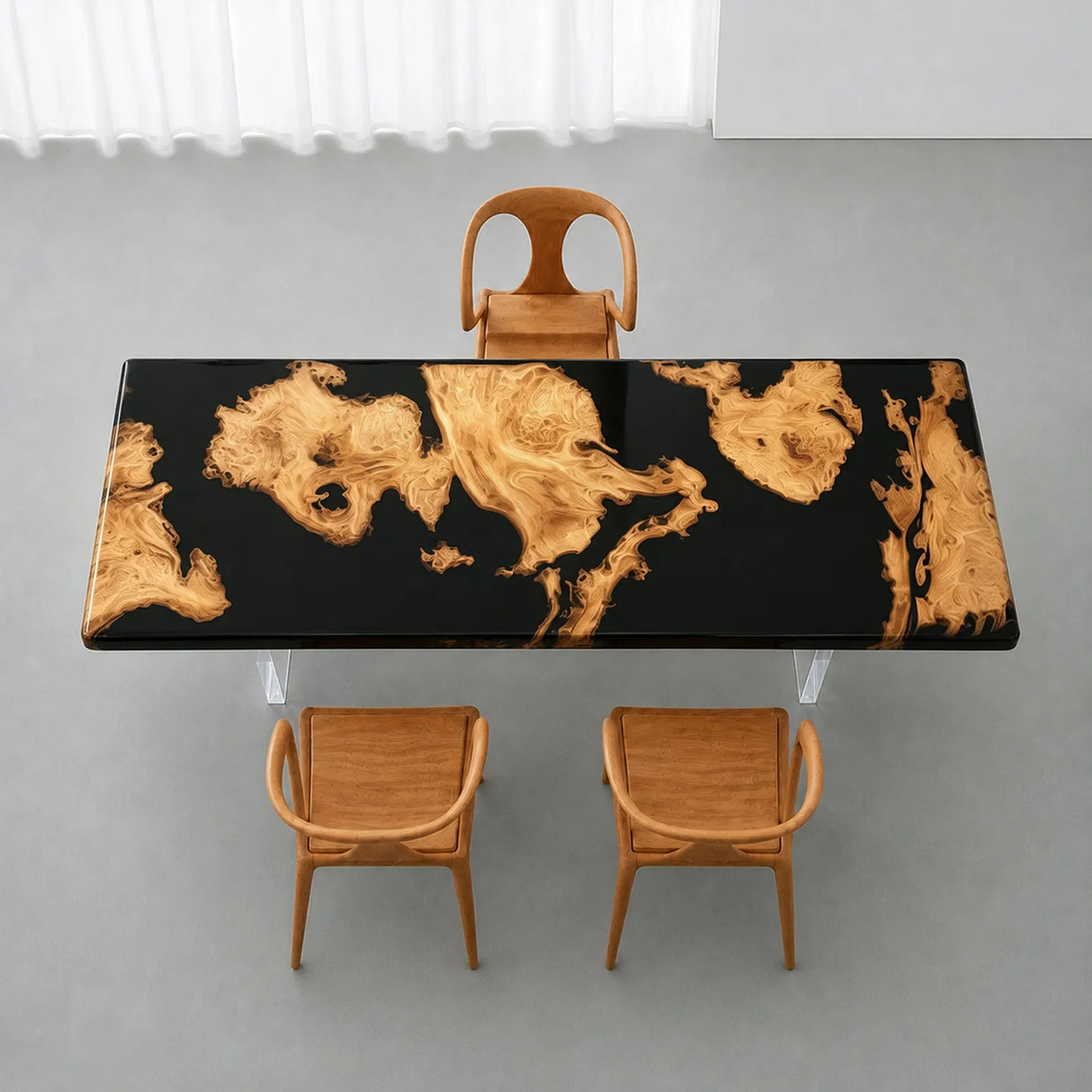 Custom Golden Camphor Black Epoxy Resin Conference Table | ECT-392