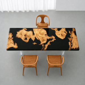Custom Golden Camphor Black Epoxy Resin Conference Table | ECT-392