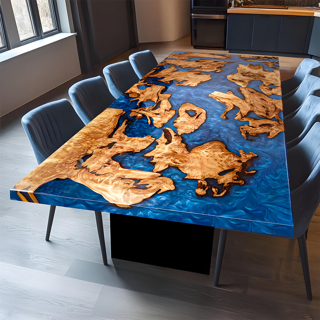 Elite Custom Cunninghamia Blue Ocean  Epoxy Living Room Table ECT-100