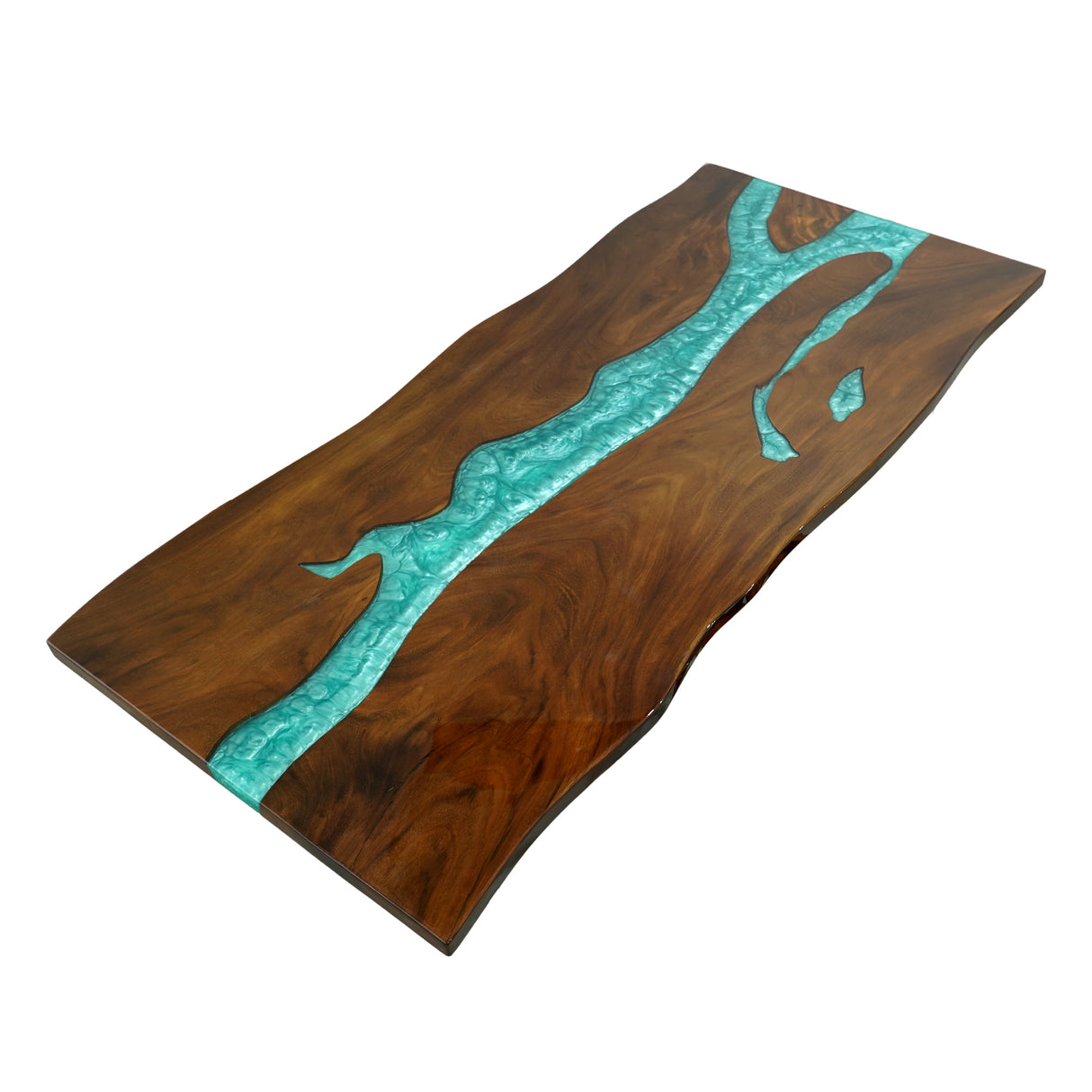 Elite Custom Solid Black Walnut Dining Table with Teal Resin Inlay ECT-103
