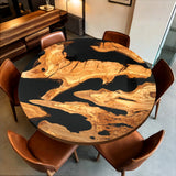 Elite Olive Wood & Black Epoxy Round Table ECT-127