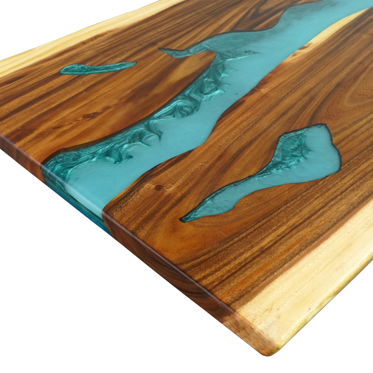 Elite Custom Walnut Wood Turquoise Kitchen Epoxy Resin River Table ECT-117