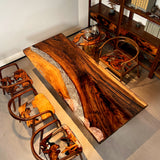 Elite Black Walnut and Clear Crystalline Epoxy Dining Table ECT-149