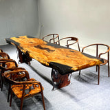 Elite Artistic Olive Wood & Transparent Black - Gray Epoxy Resin Dining Table ECT-153