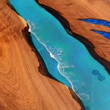 Elite Black Walnut & Blue River - Inspired Epoxy Dining Table ECT-51