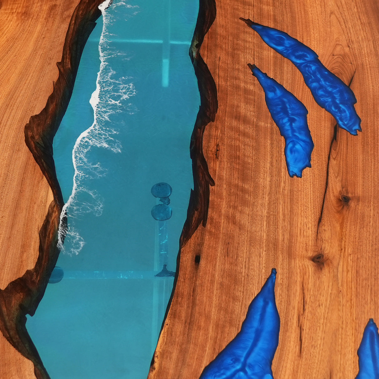 Elite Black Walnut & Blue River - Inspired Epoxy Dining Table ECT-51