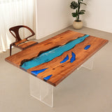 Elite Black Walnut & Blue River - Inspired Epoxy Dining Table ECT-51