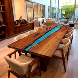Elite Black Walnut & Blue River - Inspired Epoxy Dining Table ECT-51