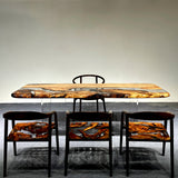 Elite Golden Camphor Wood & Transparent Epoxy Resin Dining Table ECT-147