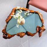 Elite Golden Camphor Wood with Transparent Epoxy Resin Coffee Table ECT-181