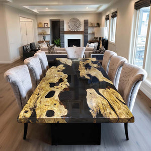 Elite Olive Wood & Black Epoxy Resin Conference & Dining Table ECT-209