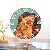 Elite Burl Wood Teal Epoxy Resin Wall Clock EWC-01 - 16''