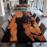 Elite Olive Wood & Black Resin River - Style Dining & Conference Table ECT-213