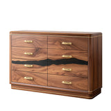 Elite Walnut Black Resin Gold-Accent 8-Drawer Dresser ECD-04