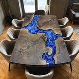 Elite Natural Olive Wood with Blue River Epoxy Resin Dining Table ECT-212