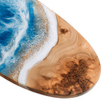 Elite Oval Olive Wood Dining Table with Dynamic Ocean - Wave Resin Inlay ECT-245