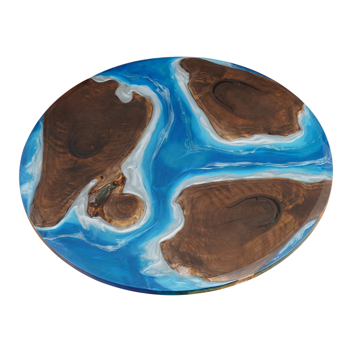 Elite Custom Round Black Walnut and Blue Resin Round Table ECT-81