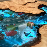 Elite Custom Poplar Wood and Blue Resin Ocean Round Table ECT-122
