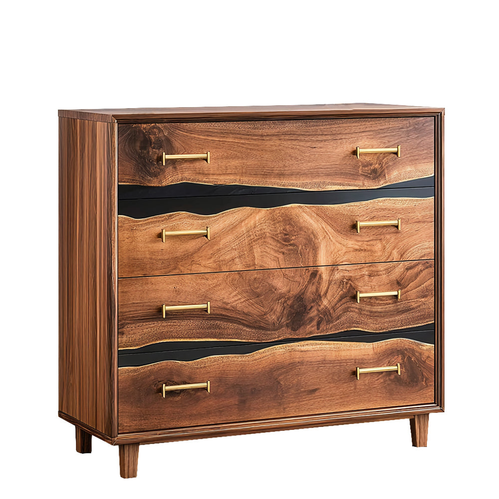 Elite Walnut Black Resin Gold-Accent 8-Drawer Dresser ECD-06