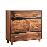 Elite Walnut Black Resin Gold-Accent 8-Drawer Dresser ECD-06