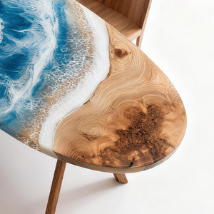 Elite Oval Olive Wood Dining Table with Dynamic Ocean - Wave Resin Inlay ECT-245