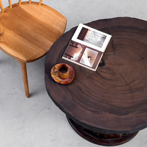 Elite Rustic Black Walnut Round Coffee Table with Live Edge EWT-28
