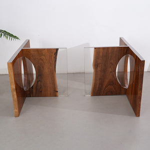 Elite Straight Live - Edge Black Walnut Dining Table with Transparent Resin 170.08''L×59.84''W, EIT-22