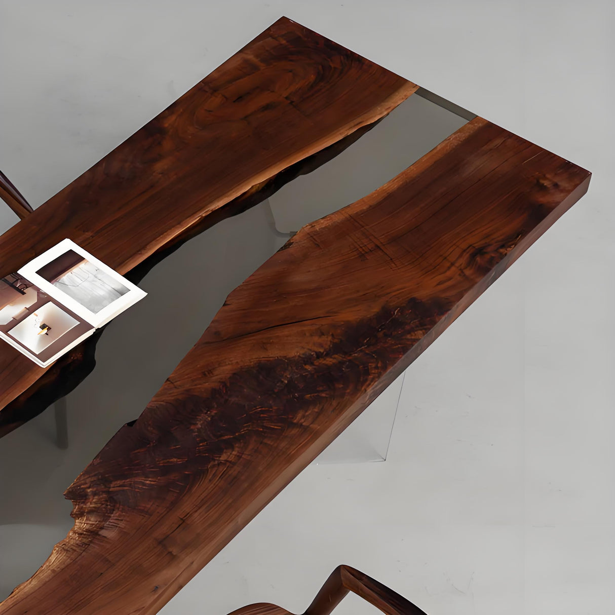 Elite Black Walnut Transparent Black Epoxy River Table 29.88"Wx87" L, EIT-06