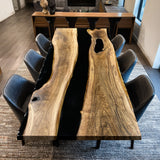Elite Black Walnut Wood with Black Epoxy Resin Dining and Conference Table ECT-165