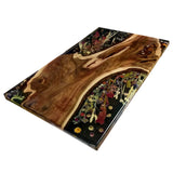Elite Black Walnut Wood & Dried Flower/Hay Resin Rectangular Dining Table ECT-192