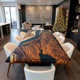 Elite Custom Walnut Wood with Black Epoxy River Dining & Conference Table ECT-98