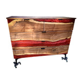 Elite Walnut Red Resin Wheeled 5-Drawer Dresser ECD-09