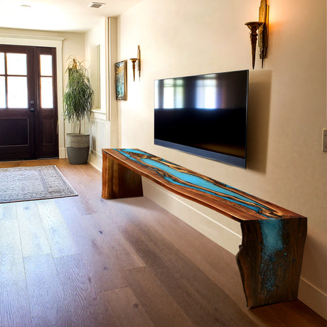 Elite Natural Walnut Wood & Blue River Epoxy Resin Dining Console Tables & Counter and Bar Tables & TV Tables  ECT-151
