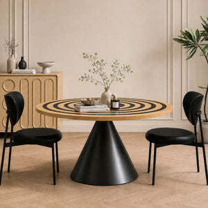 Ash Black Epoxy Ring Round Dining Table | ECT-385