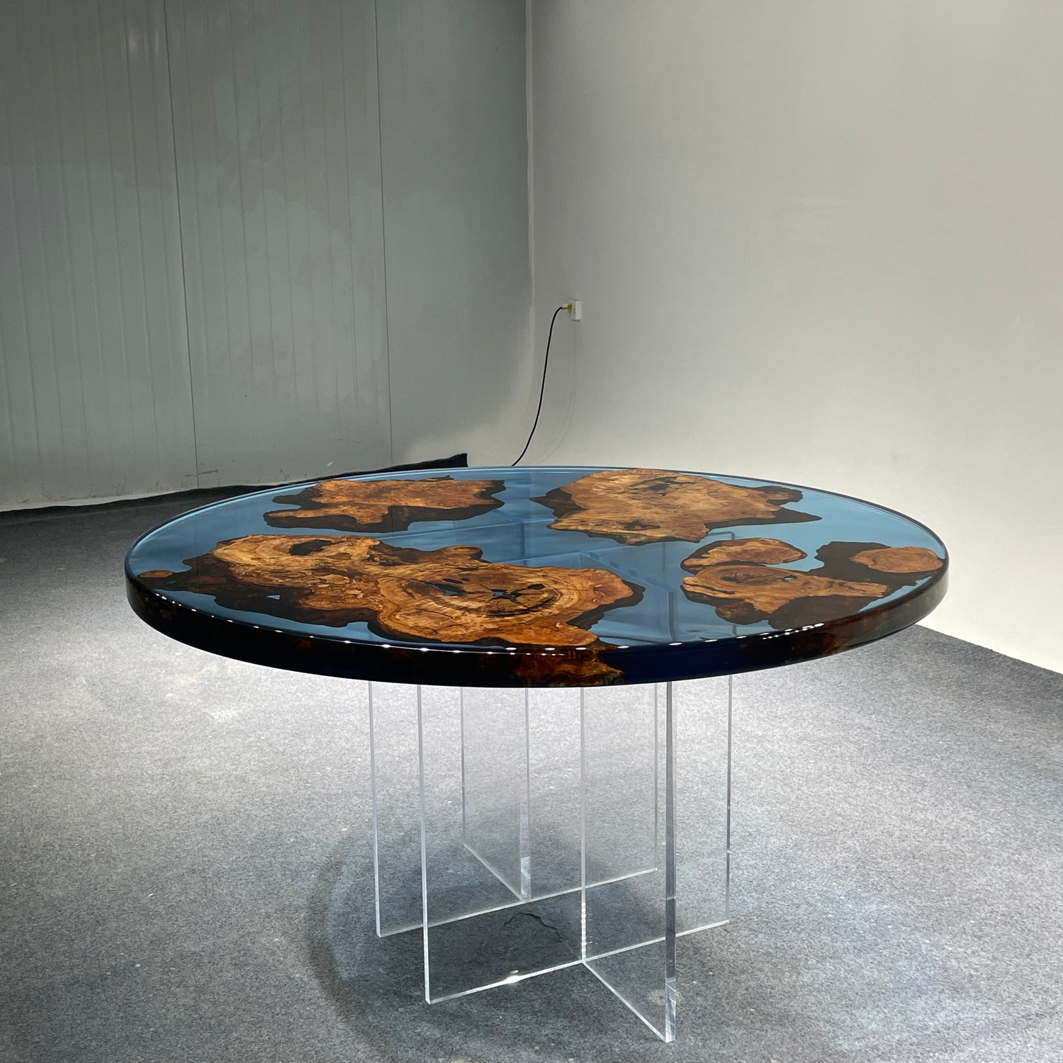 Elite Custom Golden Camphor Sapphire Epoxy Coffee Round Table ECT-10
