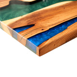 Elite Modern Natural Pebble Beach Resin & Walnut Table ECT-124