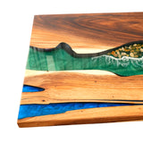 Elite Modern Natural Pebble Beach Resin & Walnut Table ECT-124