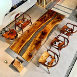 Elite Black Walnut & Transparent Black - Gray Crystal Epoxy Resin Dining Table ECT-154