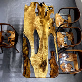 Elite Transparent Resin - Inlaid Golden Camphor Wood Dining Table ECT-146