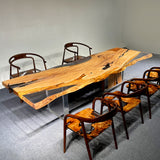 Elite Olive Wood & Transparent Epoxy Resin Live - Edge Dining Table ECT-150