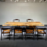 Elite Olive Wood & Transparent Epoxy Resin Live - Edge Dining Table ECT-150
